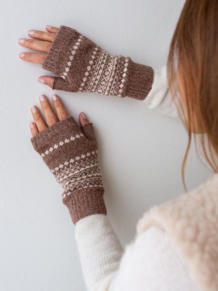 The Small Home Lambswool Wrist Warmers, Chestnut - view 2, Hazelnut