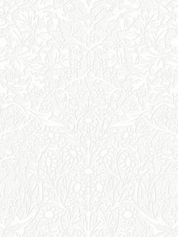 William Morris At Home Blackthorn Paintable Wallpaper, White, White