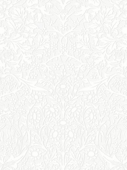 William Morris At Home Blackthorn Paintable Wallpaper, White, White