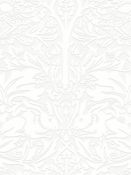 William Morris At Home Brother Rabbit Paintable Wallpaper, White, White