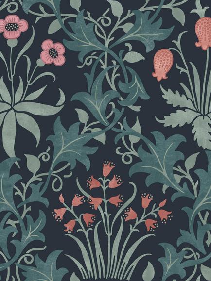 William Morris At Home Celandine Wallpaper, Midnight
