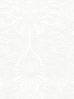 William Morris At Home Dove & Rose Paintable Wallpaper, White, White