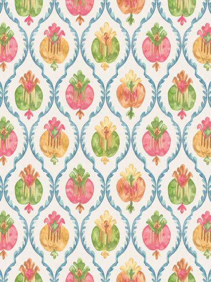 Osborne & Little Mysore Wallpaper, Ivory/Multi