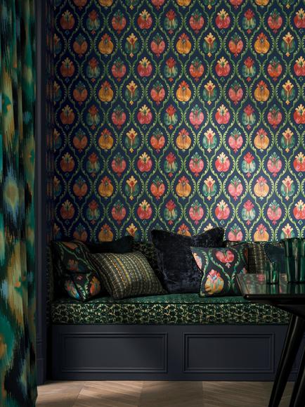 Osborne & Little Mysore Wallpaper - view 2, Ivory/Multi