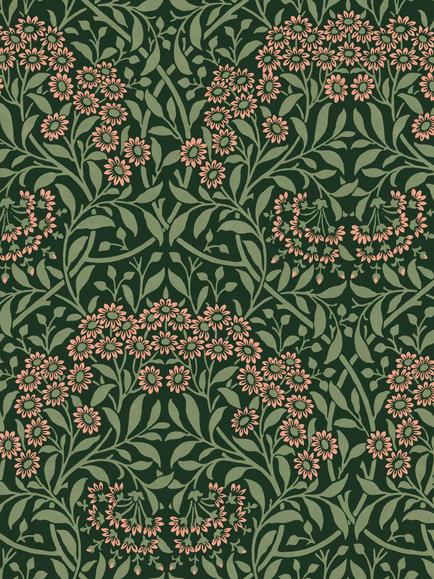 William Morris At Home Michaelmas Daisy Wallpaper, Forest