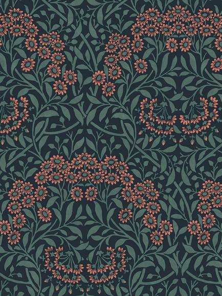 William Morris At Home Michaelmas Daisy Wallpaper, Midnight
