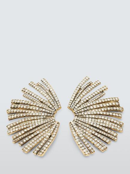John Lewis Diamante Fan Earrings, Gold, Gold