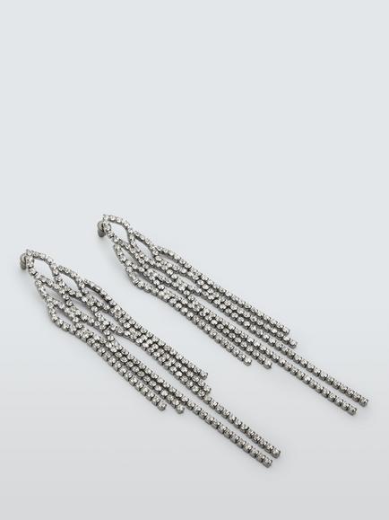 John Lewis Crystal Diamante Drop Earrings, Gunmetal, Gunmetal