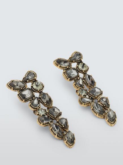John Lewis Diamante Stone Drop Earrings, Gold/Smoky Grey, Gold/Smoky Grey