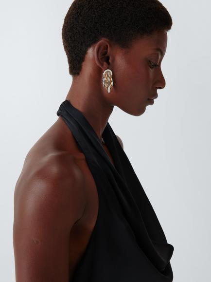 John Lewis Dainty Leaf Waterfall Drop Earrings, Gold/Silver - view 2, Gold/Silver