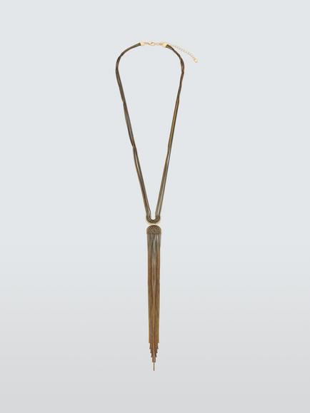John Lewis Tassel Chain Fringe Necklace, Gold/Black, Gold/Black