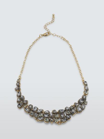 John Lewis Multifaceted Crystal Necklace, Gold/Smoky Grey, Gold/Smoky Grey