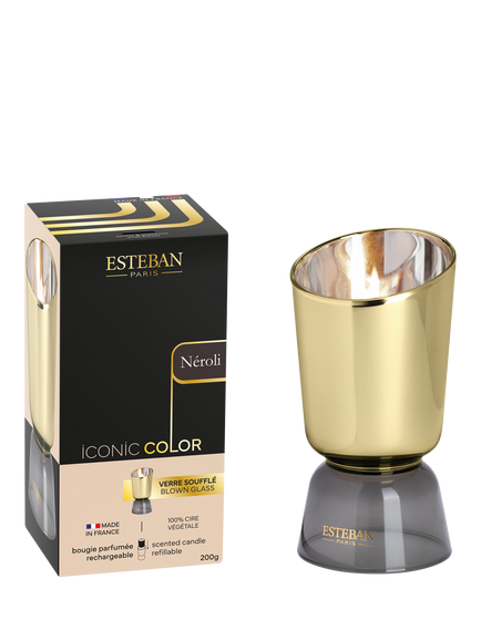 Esteban ICONIC COLOR Refillable Scented Jar Candle, Neroli, 200g, Gold