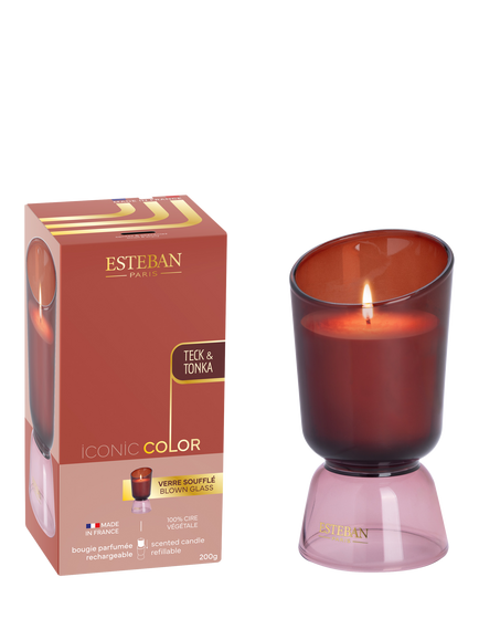 Esteban ICONIC COLOR Refillable Scented Jar Candle, Tonka, 200g, Red