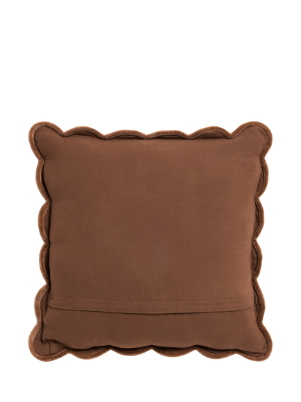 Laura Ashley Brady Scallop Velvet Cushion - view 2, Caramel