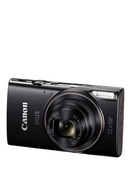 Canon IXUS 285 HS A Digital Camera, Full HD 1080p, 20.2MP, 12x Optical Zoom, 24x Zoom Plus, Wi-Fi, NFC, 3" LCD Screen, Black, Black