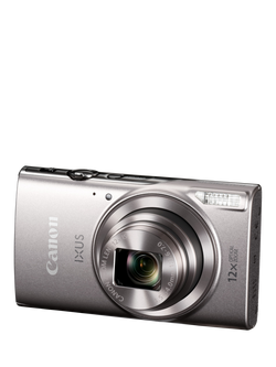 Canon IXUS 285 HS A Digital Camera, Full HD 1080p, 20.2MP, 12x Optical Zoom, 24x Zoom Plus, Wi-Fi, NFC, 3" LCD Screen, Silver, Silver