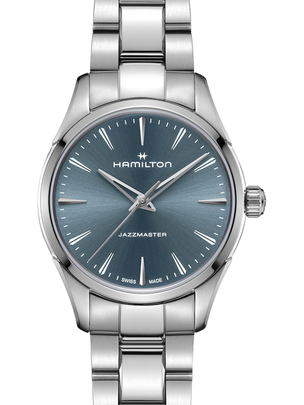Hamilton H32301141 Women's Jazzmaster Quartz 32mm Bracelet Strap Watch, Blue / Silver, Blue / Silver