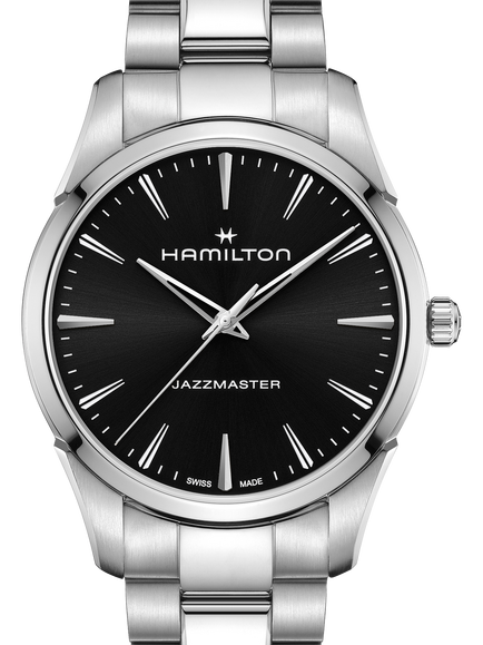 Hamilton H32461131 Men's Jazzmaster Quartz 40mm Round Bracelet Strap Watch, Black / Silver, Black / Silver