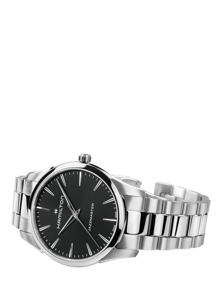 Hamilton H32461131 Men's Jazzmaster Quartz 40mm Round Bracelet Strap Watch, Black / Silver - view 2, Black / Silver