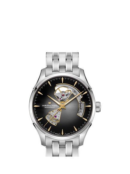 Hamilton H32675181 Men's Jazzmaster Open Heart 40mm Round Bracelet Strap Watch, Grey / Silver, Grey / Silver