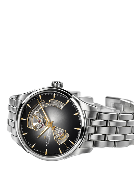 Hamilton H32675181 Men's Jazzmaster Open Heart 40mm Round Bracelet Strap Watch, Grey / Silver - view 2, Grey / Silver