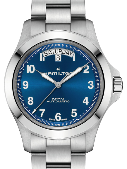 Hamilton H64475140 Men's Round Bracelet Strap Watch, Blue / Silver, Blue / Silver