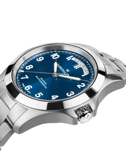 Hamilton H64475140 Men's Round Bracelet Strap Watch, Blue / Silver - view 2, Blue / Silver