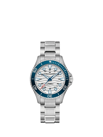 Hamilton H82425110 Men's Khaki Navy Scuba Auto 40mm Bracelet Strap Watch, White / Silver, White / Silver