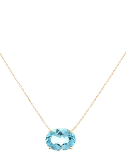E.W Adams 9ct Yellow Gold Oval Cut Blue Topaz Pendant Necklace, Yellow/Blue, Yellow/Blue