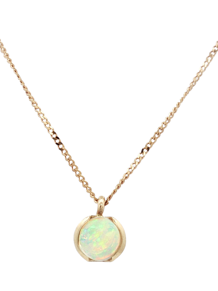 E.W Adams 9ct Yellow Gold Round Opal Pendant Necklace, Yellow, Yellow