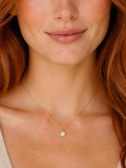 E.W Adams 9ct Yellow Gold Round Opal Pendant Necklace, Yellow - view 2, Yellow