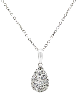 E.W Adams 18ct White Gold Diamond Pear Drop Pendant Necklace, White, White