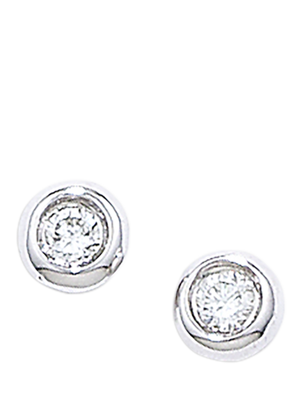 E.W Adams 9ct White Gold Round Cut Diamond Stud Earrings, White, White