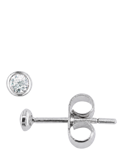 E.W Adams 9ct White Gold Round Cut Diamond Stud Earrings, White - view 2, White