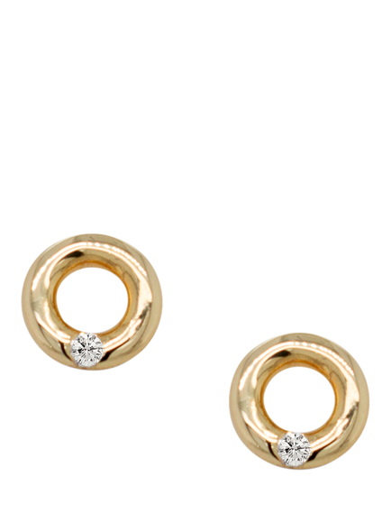 E.W Adams 9ct Yellow Gold Diamond Set Circle Stud Earrings, Yellow, Yellow
