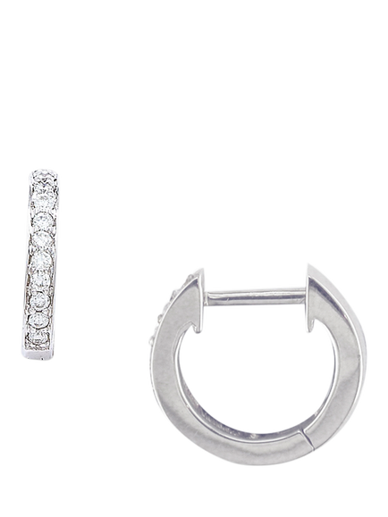 E.W Adams 9ct Gold Diamond Huggie Hoop Earrings, White