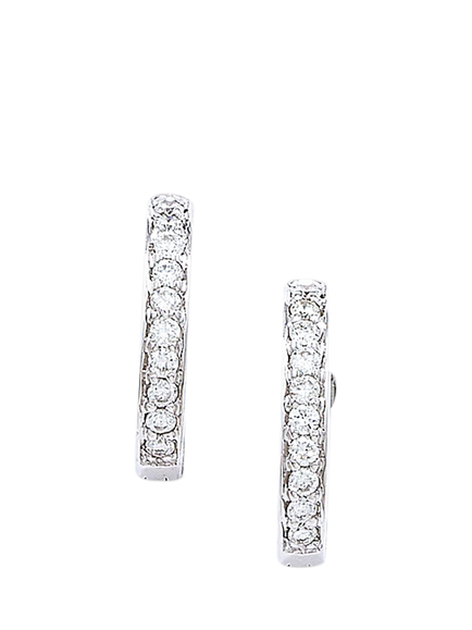 E.W Adams 9ct Gold Diamond Huggie Hoop Earrings - view 2, White