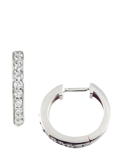 E.W Adams 9ct White Gold Diamond Large Hoop Earrings, White