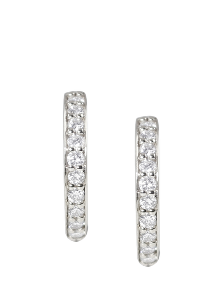 E.W Adams 9ct White Gold Diamond Large Hoop Earrings - view 2, White
