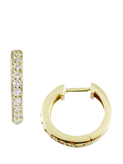 E.W Adams 9ct White Gold Diamond Large Hoop Earrings, Yellow