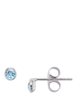 E.W Adams 9ct White Gold Round Cut Aquamarine Stud Earrings, White/Blue, White/Blue