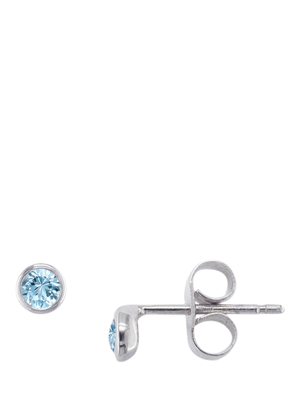 E.W Adams 9ct White Gold Round Cut Aquamarine Stud Earrings, White/Blue, White/Blue
