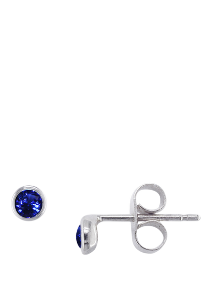 E.W Adams 9ct White Gold Round Cut Sapphire Stud Earrings, White/Blue - view 2, White/Blue