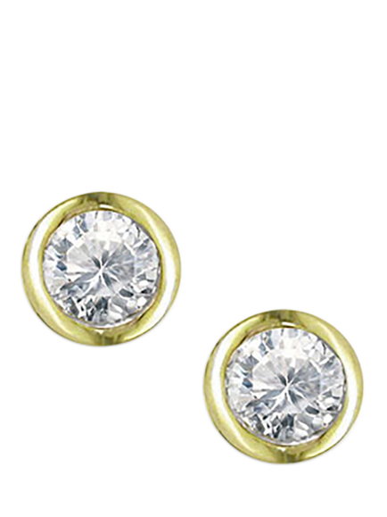 E.W Adams 9ct Yellow Gold Round Cut Diamond Stud Earrings, Yellow, Yellow