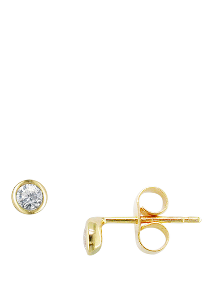 E.W Adams 9ct Yellow Gold Round Cut Diamond Stud Earrings, Yellow - view 2, Yellow