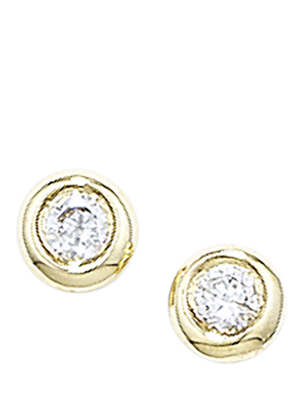 E.W Adams 9ct Yellow Gold Diamond Solitaire Stud Earrings - view 2, Gold