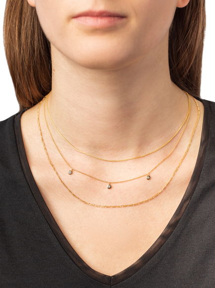 E.W Adams 9ct Yellow Gold Diamond Station Necklace, Yellow - view 2, Yellow