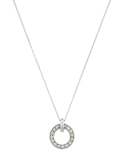 E.W Adams 9ct Gold Diamond Spinning Hoop Pendant Necklace, White