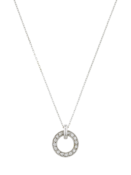 E.W Adams 9ct Gold Diamond Spinning Hoop Pendant Necklace, White